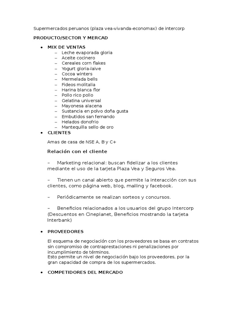 Supermercados Peruanos Parte Gloria Pdf Supermercado Mercado