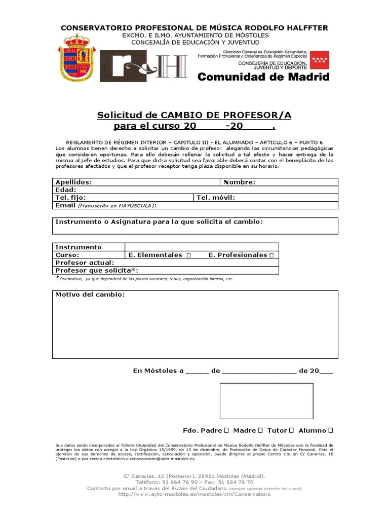 Solicitud de Cambio de Profesor