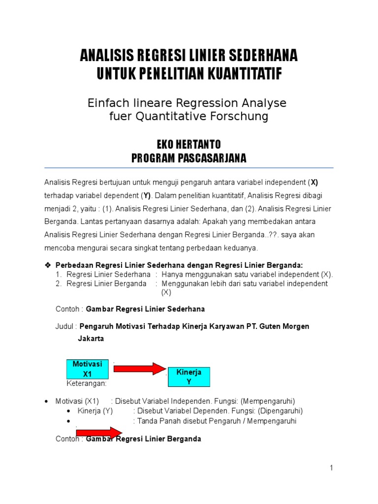 Analisis Regresi Linier Sederhana Untuk
