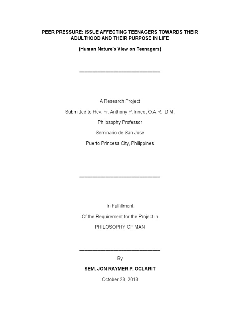 Understanding Teen Peer Pressure Effects | PDF | Adolescence | Adam And Eve