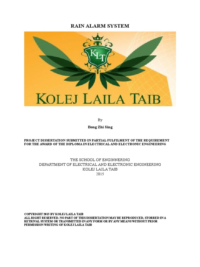 Rain Alarm System PDF Electronics Computer Engineering