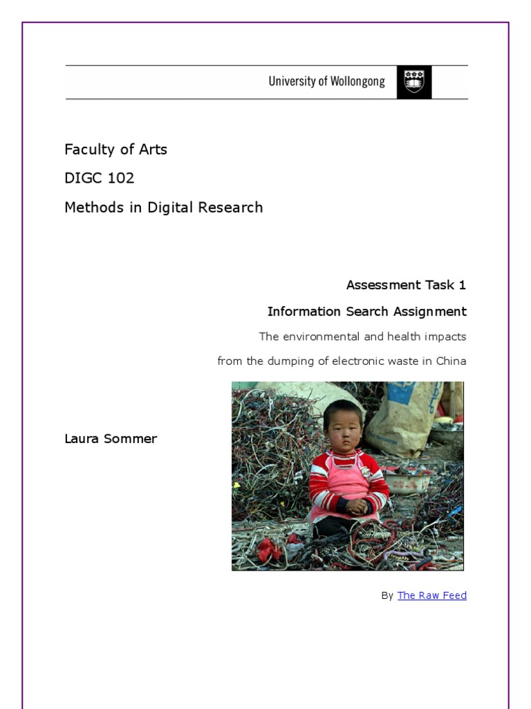 Faculty of Arts DIGC 102 Methods in Digital Research: Assessment Task 1 ...