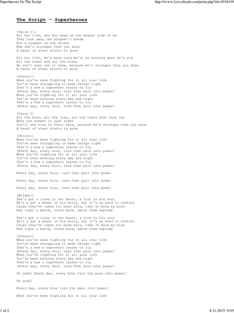 The Script - Superheroes | PDF | Religion & Spirituality