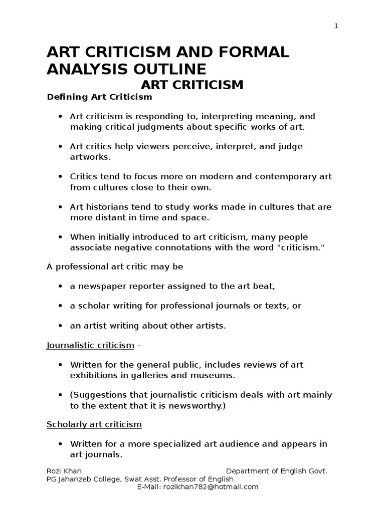 visual analysis outline