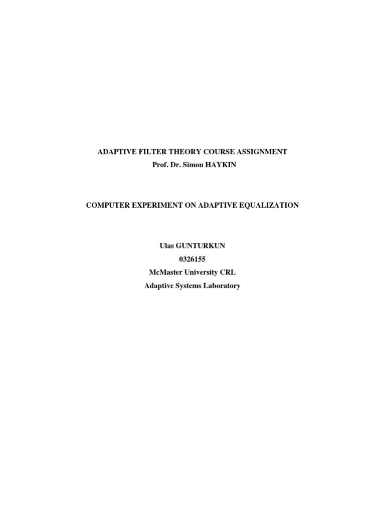 Adaptive Filter Theory Assignment | PDF | Applied Mathematics | Algorithms