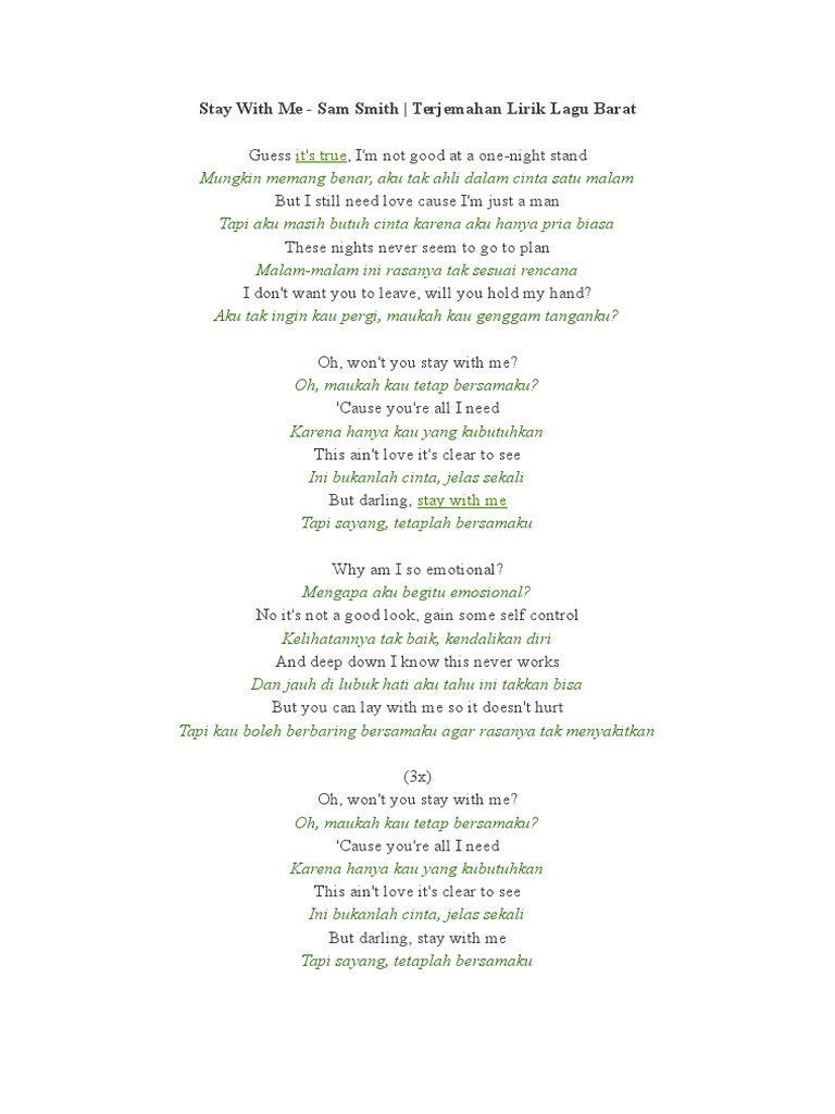 Lirik Lagu Stay With Me