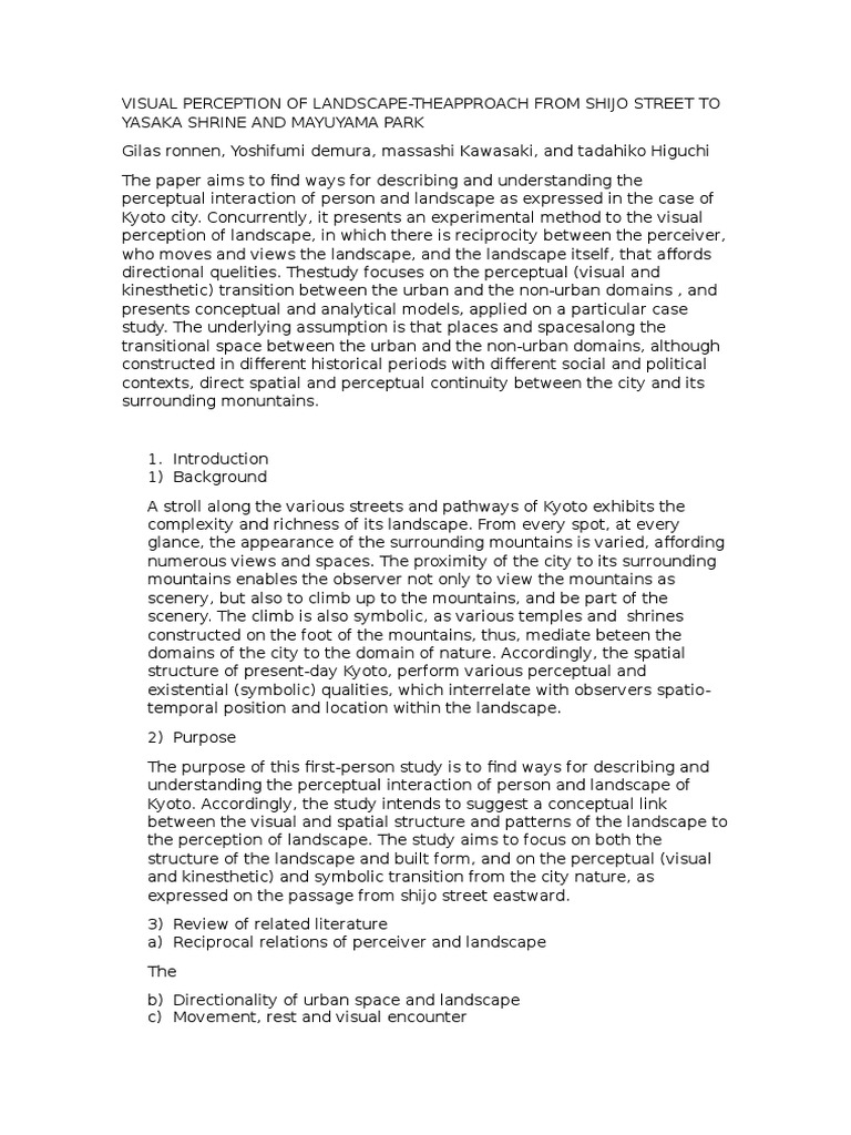 Visual Perception Of Landscape Pdf Experimental Psychology Perception