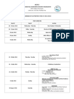 Calendar of Activities for SY 2014-2015