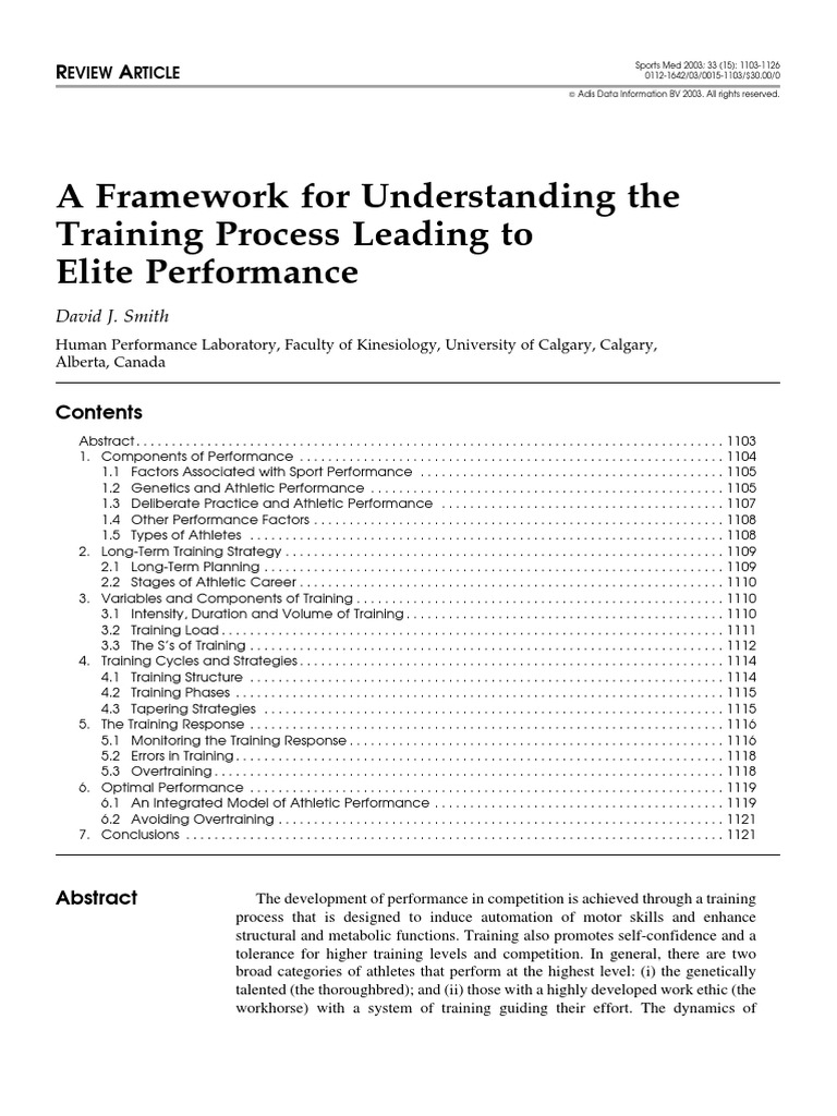 Elite Training Framework for Athletes | PDF | Physical Fitness ...