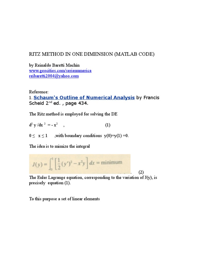 Ritz Method for DE in MATLAB | PDF