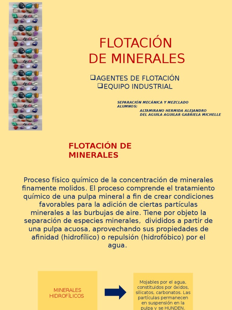 Flotación de Minerales Minerales Polaridad química