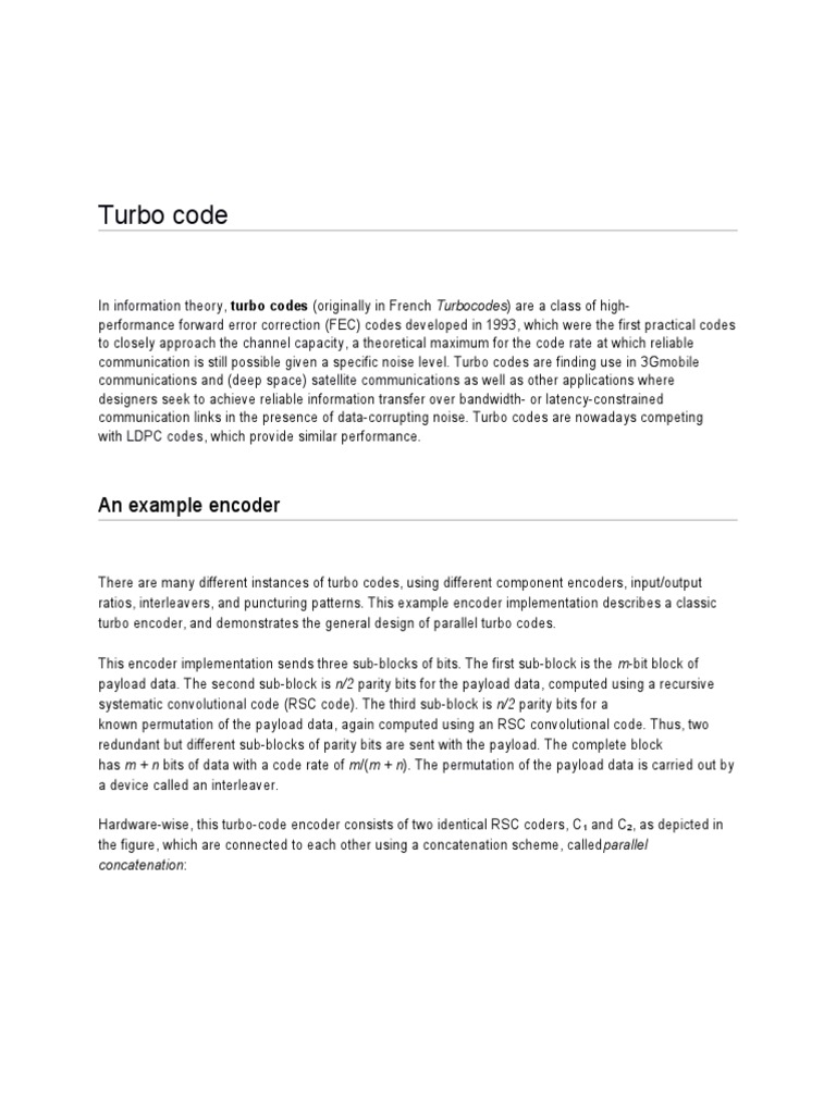 Turbo Code: An Example Encoder | PDF | Error | Areas Of Computer Science