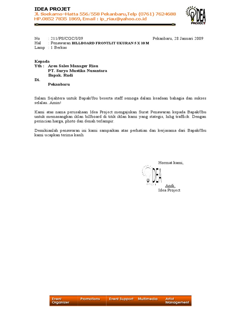 Contoh Surat Quotation Harga Suratmenyuratnet