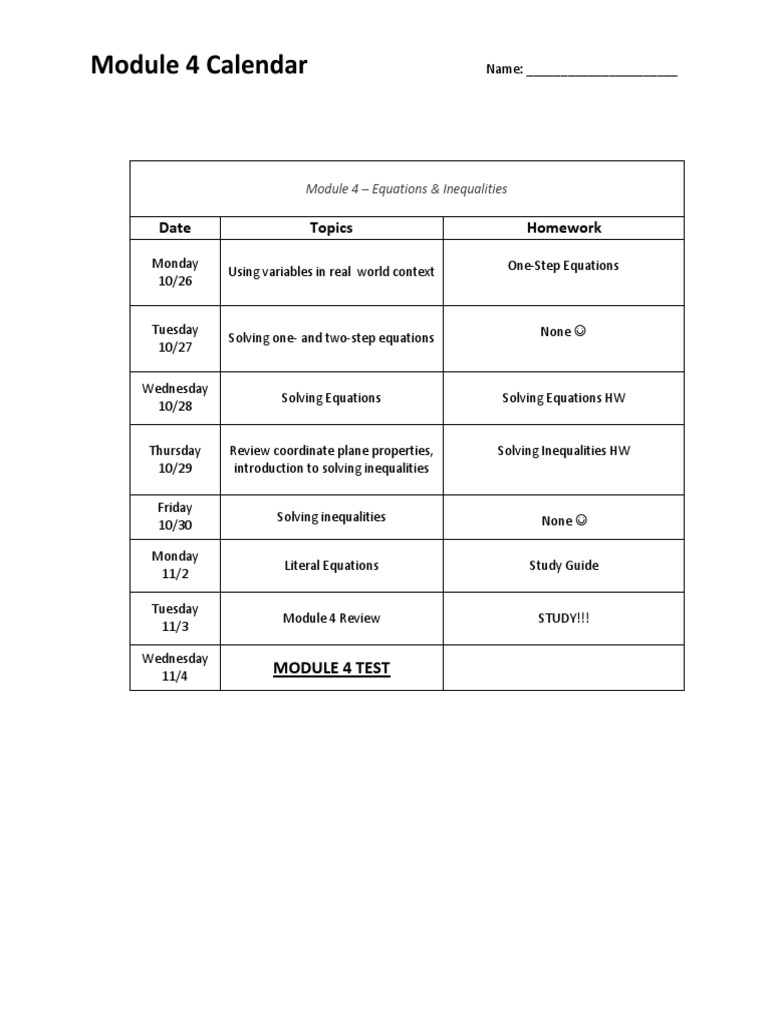 Student Calendar PDF