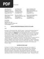 Don Mashak Notice of Claims Dakota County MN 10 - 09 - 2015