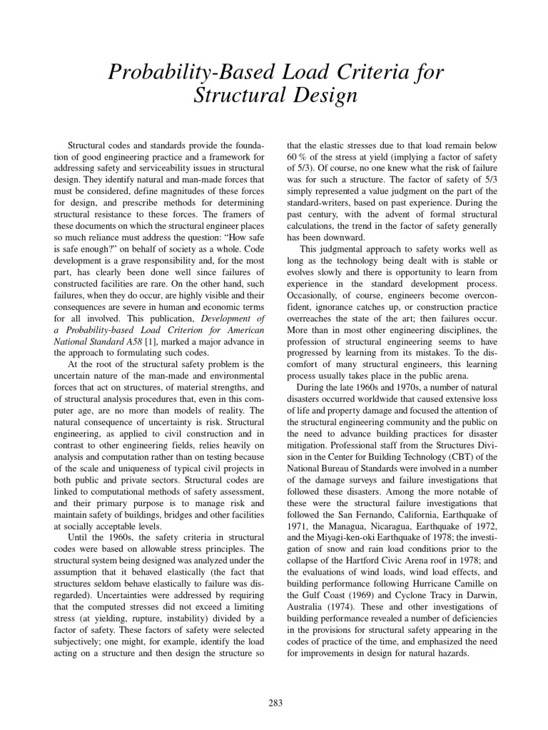 Probability-Based Load Criteria for Design | PDF | Structural Load ...