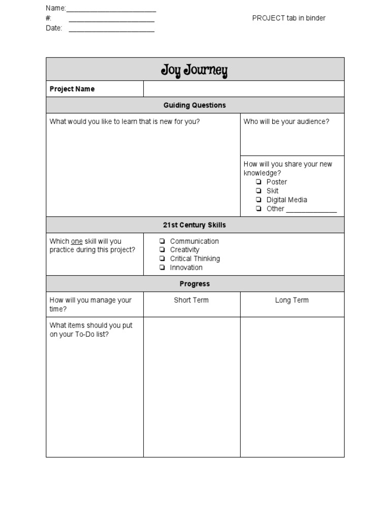 Joy Journey Project Planning Guide | PDF