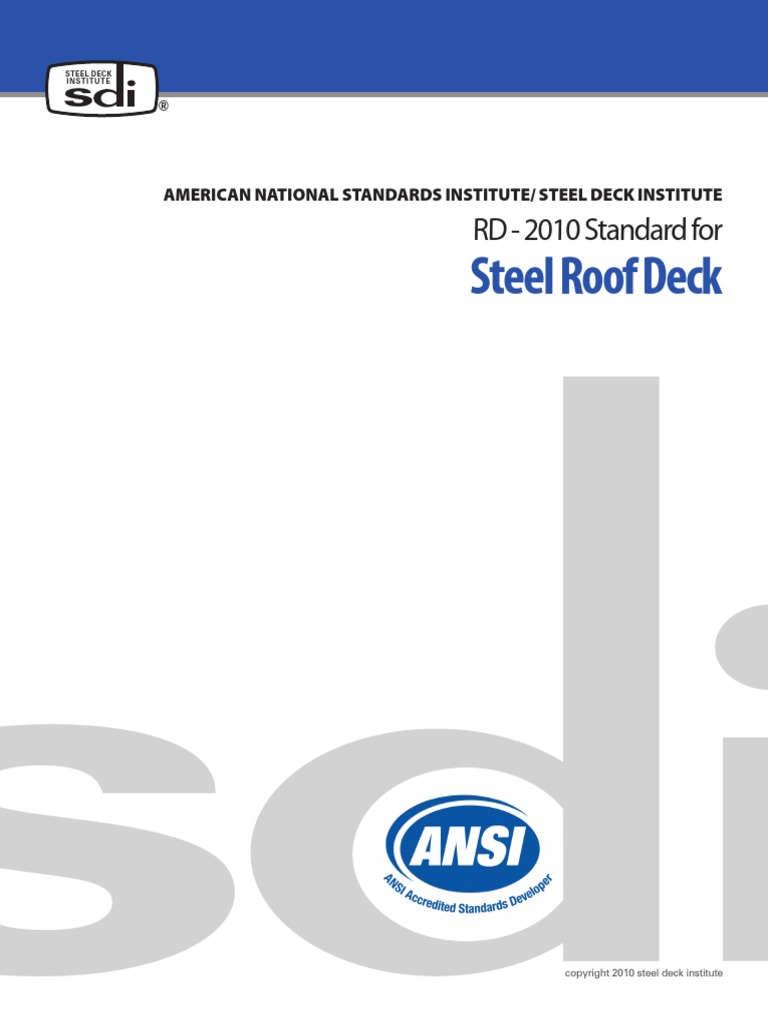 ANSI SDI RD2010 Standard Steel Roof Deck PDF
