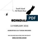 South Island All Welsh Show Schedule 2016 