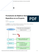 Formulación de Objetivos Generales y Especificos en Un Proyecto