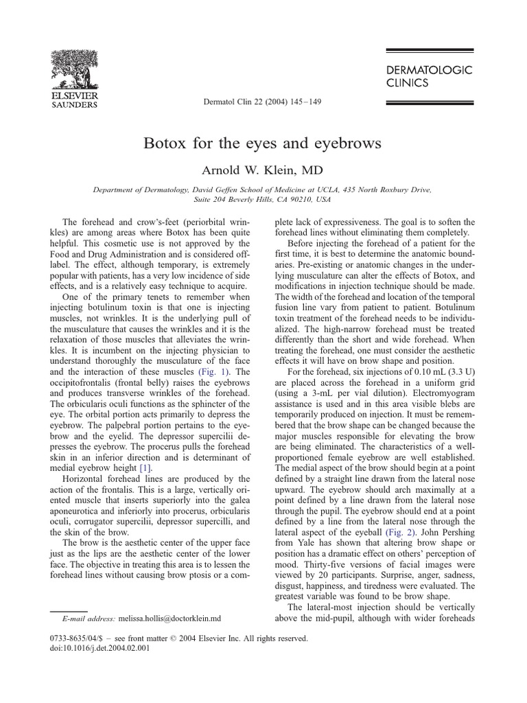 Botox Techniques for Forehead Aesthetics | PDF | Forehead | Botulinum Toxin