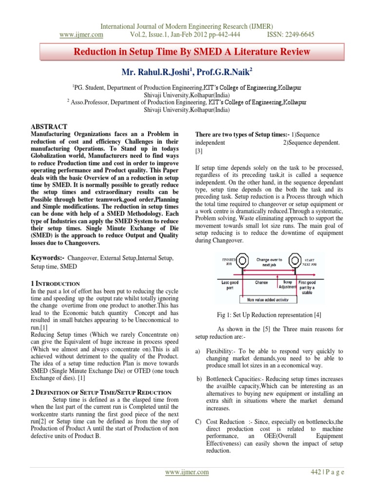 Reduce Setup Time with SMED | PDF | Process Management | Production And ...