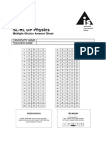 IB Physics Multiple Choice Answer Sheet