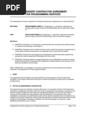Independent Contractor Agreement_For Programming Services