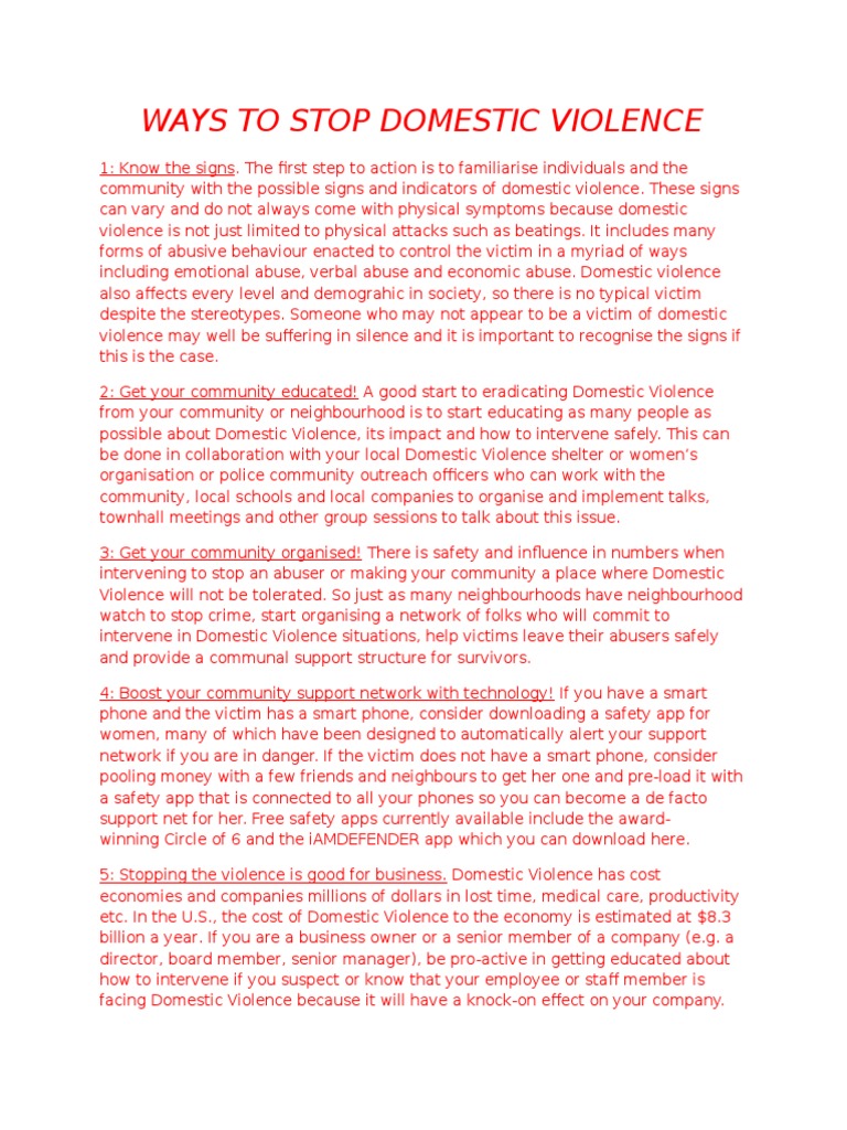 Community Strategies to Stop Domestic Violence | PDF | Domestic ...