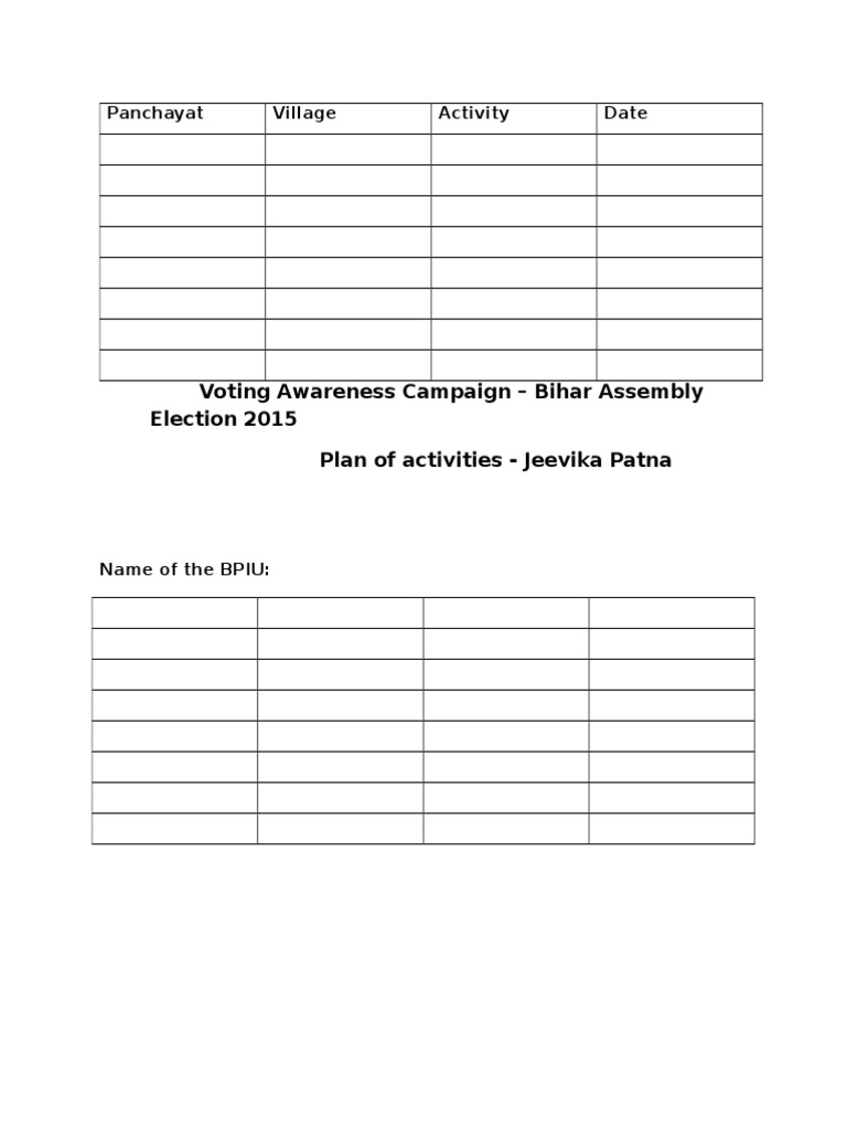 Bihar Assembly Voting Awareness Plan | PDF