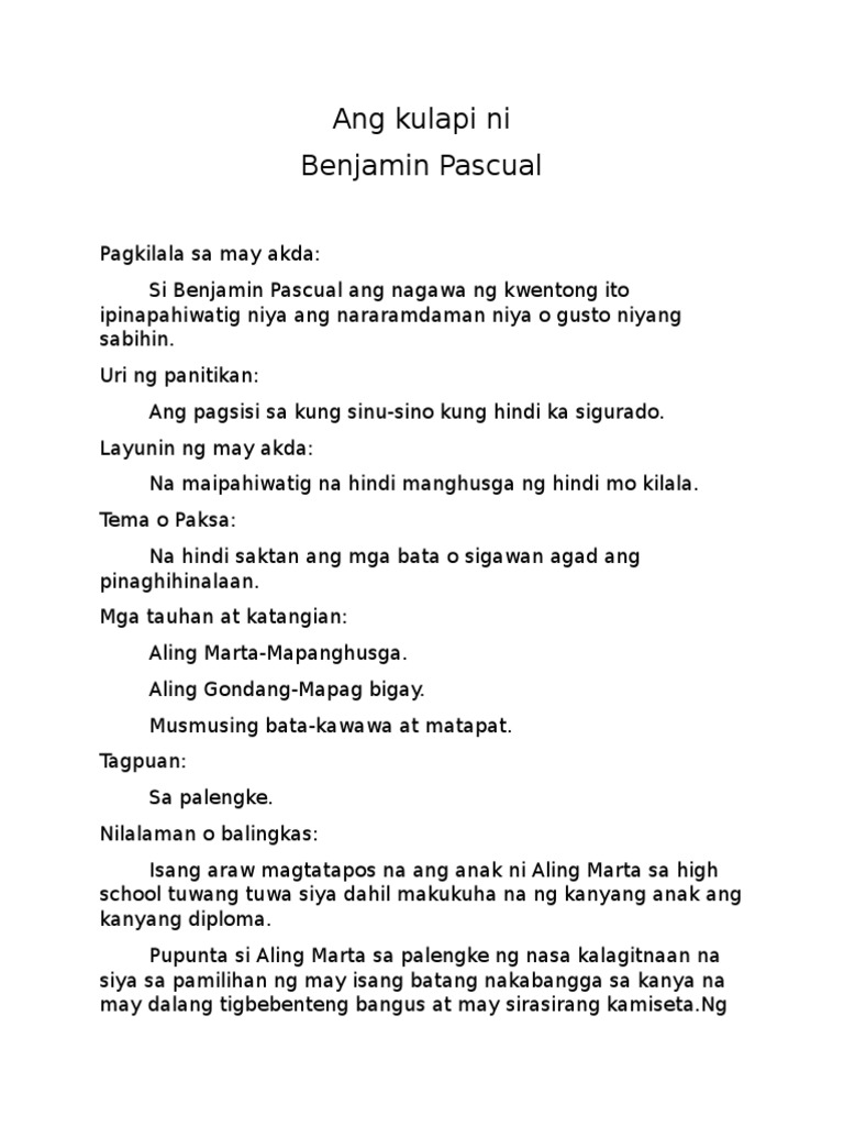 Ang Kulapi Ni Benjamin Pascual