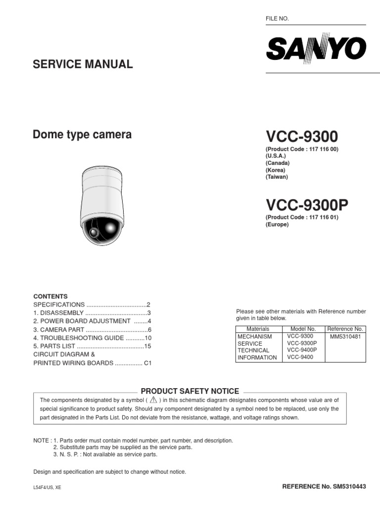 Sanyo Vcc 9300 Sm Inductor Power Supply
