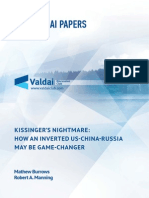 Valdai Paper #33: Kissinger's Nightmare: How An Inverted US-China-Russia May Be Game-Changer