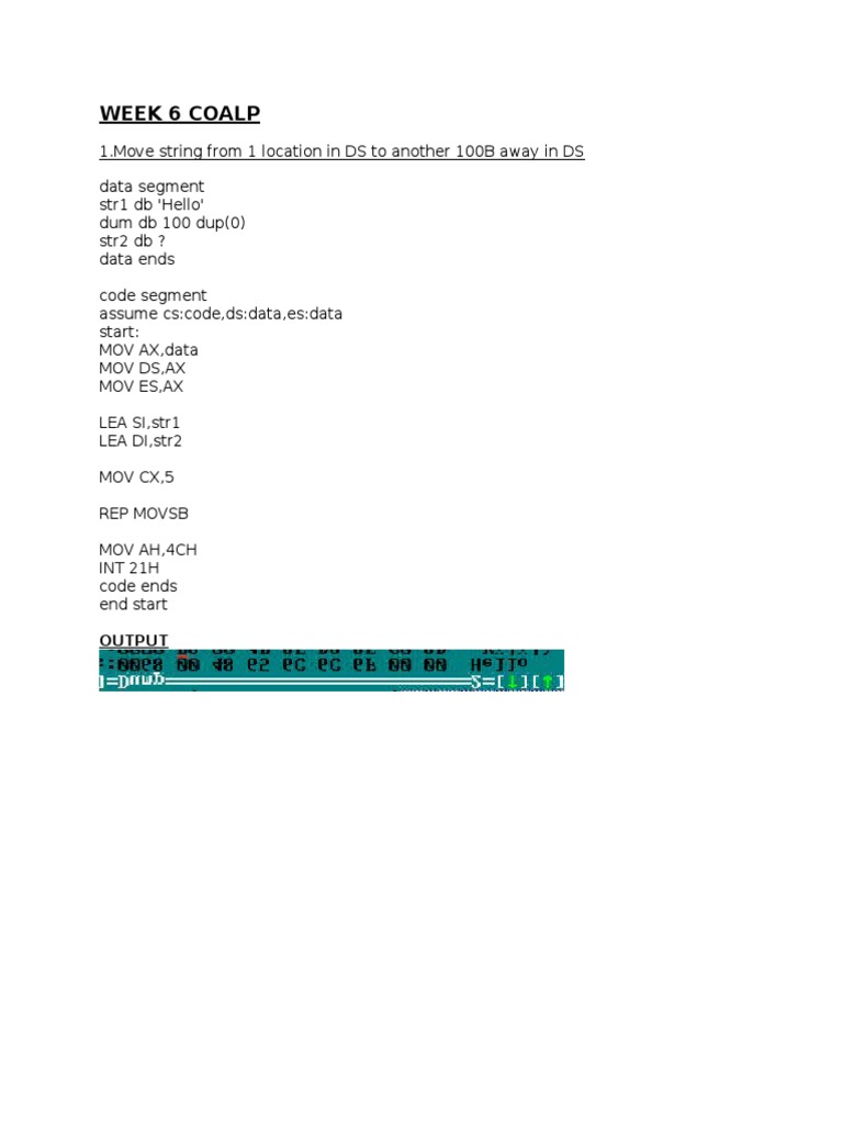 Move String in Data Segment Example | PDF