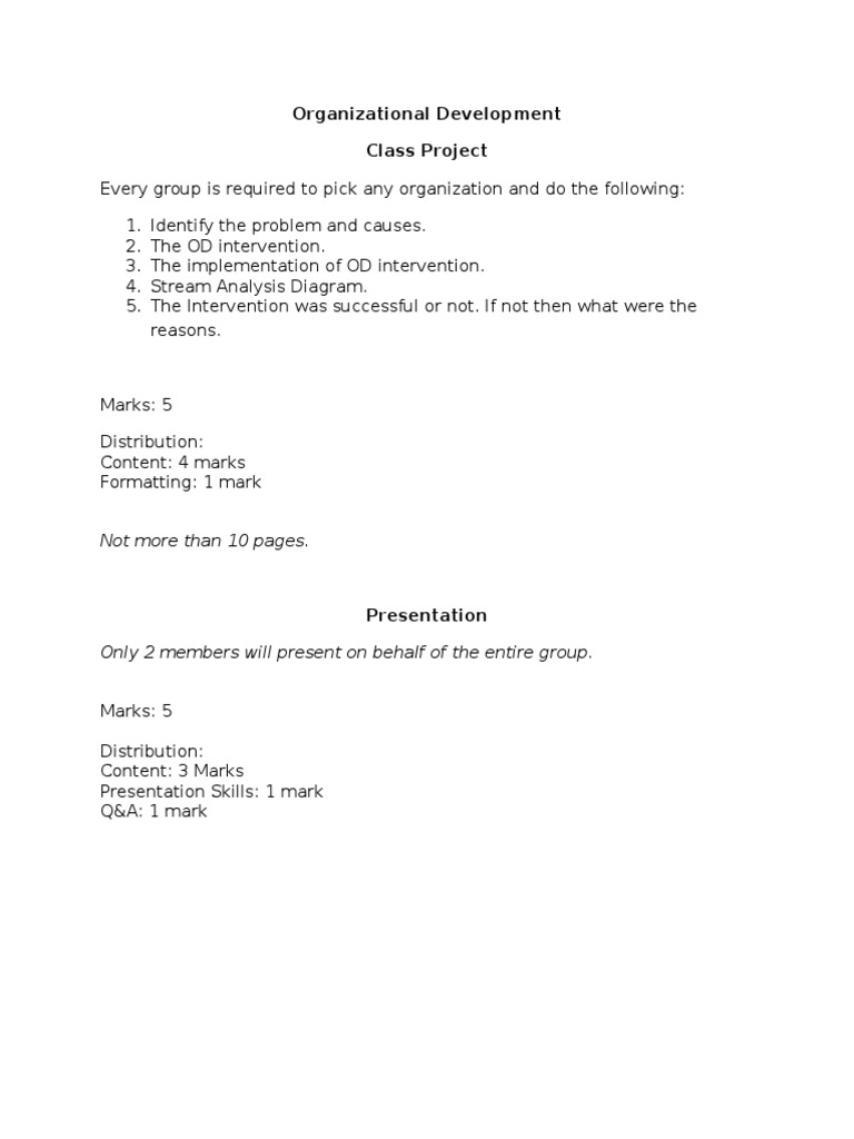 OD Class Project Guidelines | PDF
