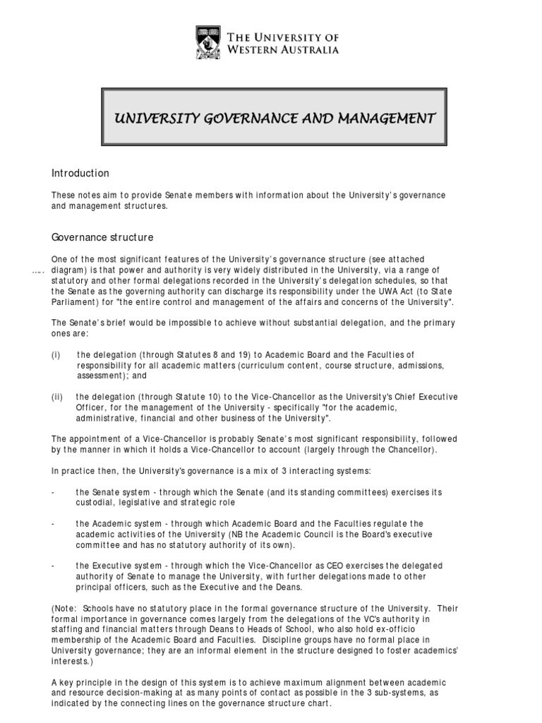 University Governance and Management Overview | PDF | Governance | Dean ...