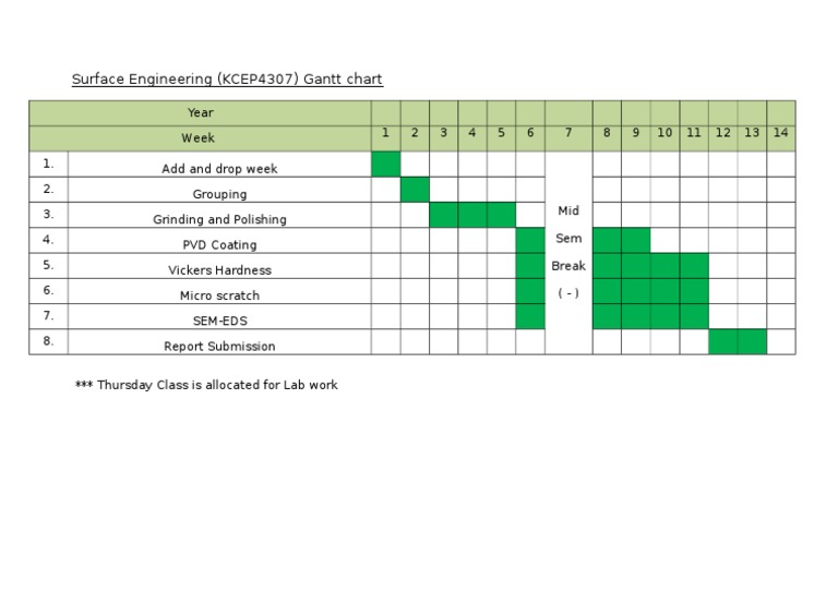 Gantt Chart For Laboratory PDF