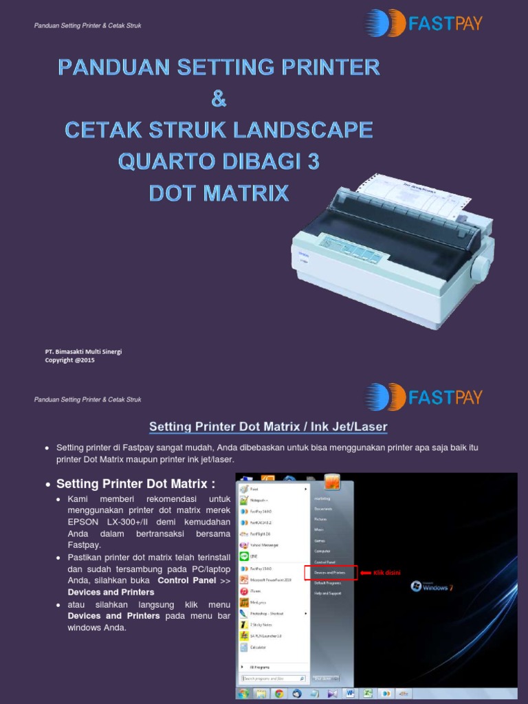 Panduan Setting Printer & Cetak Struk Landscape Quarto Dot Matrix | PDF ...