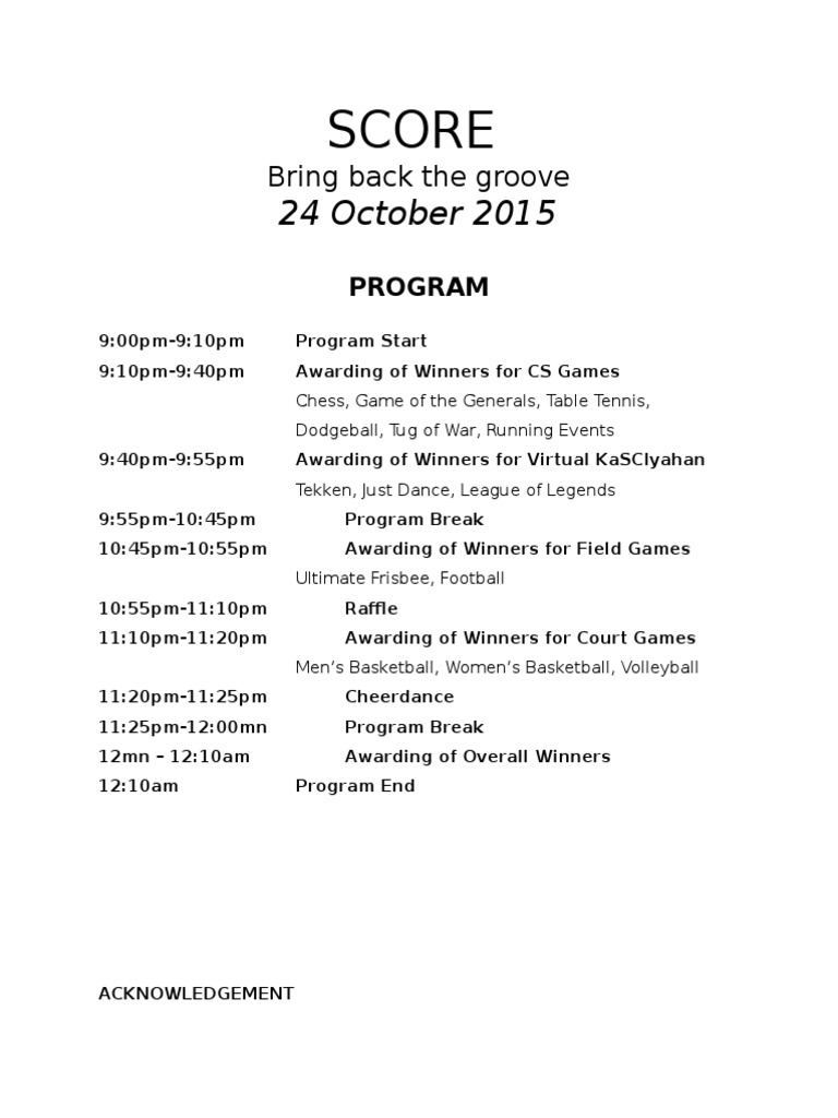 SCORE Program | PDF