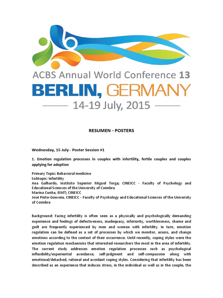 RESUMEN POSTERS - ACBS Annual World Conference 13 (Berlín, 2015) | PDF ...