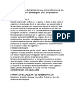 Descripción de Las Farmacocinéticas y Farmacodinamia de Los Principales Fármacos Adrenérgicos y Sus Bloqueadores