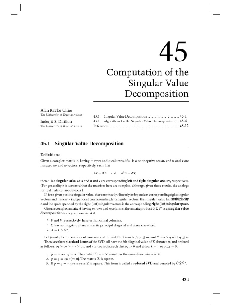 Computation of The Singular Value Decomposition | PDF | Matrix ...