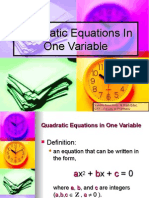 Quadratic Equations in One Variable