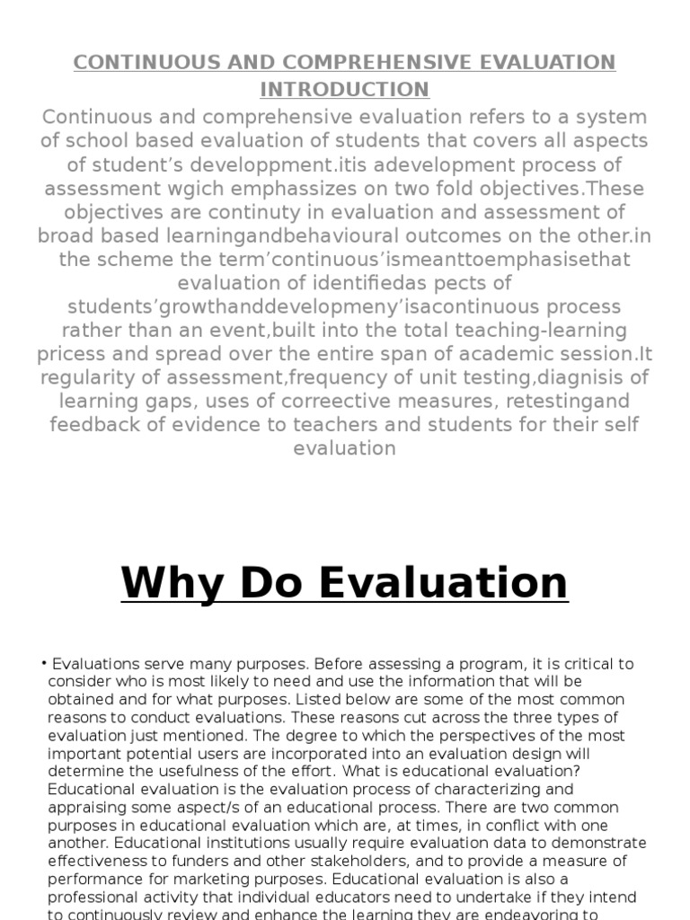 Continuous Comprehensive Evaluation in Education | PDF | Change ...