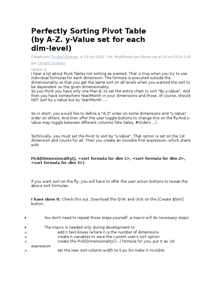 Perfectly Sorting Pivot Table Qlikview PDF Dimension Computer