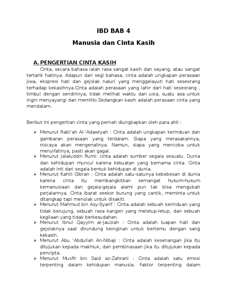 Widya Hemalzi 17515137 1pa15 Ibd Bab 1 Manusia Dan Cinta Kasih