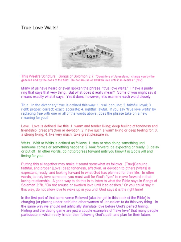 True Love Waits | PDF | Romance (Love) | Marriage