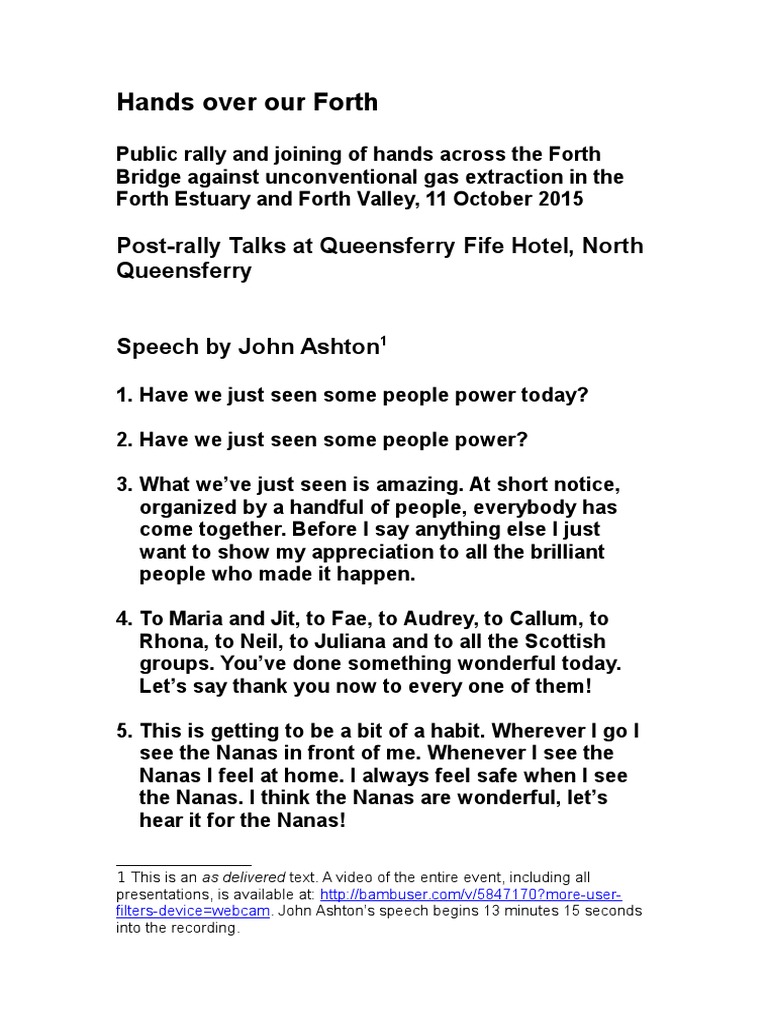 John Ashton Forth Bridge speech