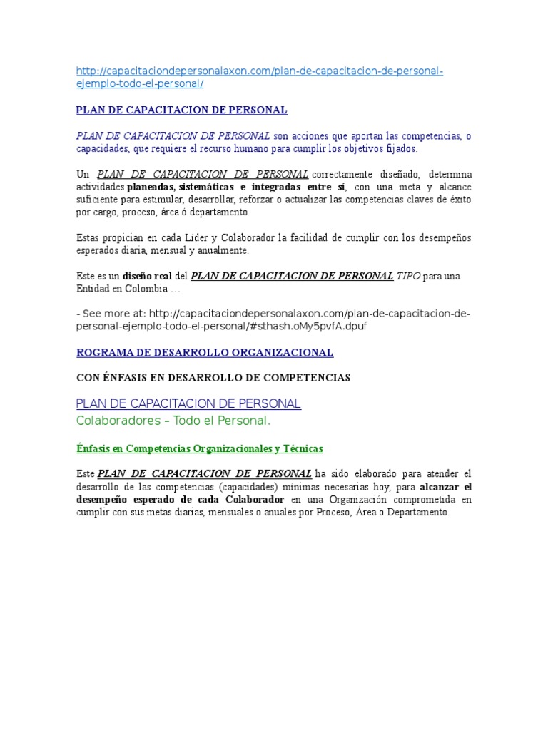 Plan de Capacitación de Personal 2023 | PDF | Liderazgo | Business