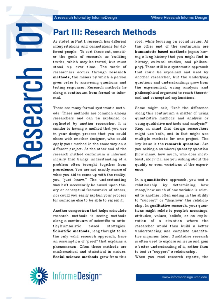 Research 101 Part III | PDF | Question | Experiment